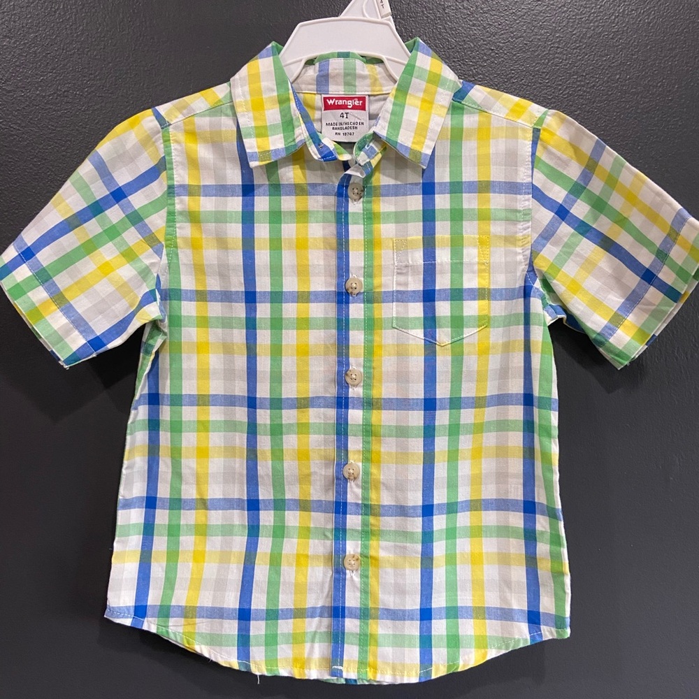 Wrangler Kids Checkered Shirt - Blue, Green, Yellow
